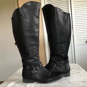 Maurices Wide Calf Black Faux Leather Sz 10 Boots